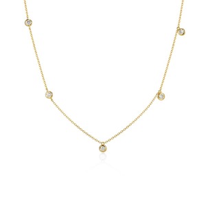 Collar con colgante redondo llamativo de 0.25 Ct D-F VVS1-VS2 con diamante cultivado en laboratorio en oro amarillo de 18K para bodas, compromisos y fiestas. - Product Image 1