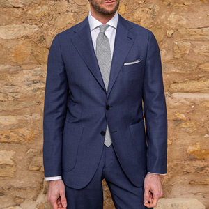 Tailored <strong>Navy</strong> Wool/Polyester Suit <strong>Jacket</strong> Men's Formal <strong>Wedding</strong> Groom Business Exquisite Two-button Breathable Waterproof Fashion - Product Image 6