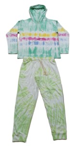 Suéter y pantalones con capucha Tye Dye para mujer, traje de dos piezas, Polar, cálido, informal, conjunto de 2 piezas - Product Image 5