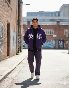 เสื้อฮู้ดซิปผู้ชาย Rexfit Sports ลายพิมพ์โลโก้แบบนูน |   เสื้อฮู้ดซิปผ้าฟลีซพรีเมียม |   เสื้อฮู้ดลำลองสไตล์สตรีทสำหรับฤดูหนาว - Product Image 4
