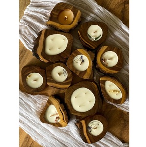Support de bougie en bois massif brun naturel de qualité supérieure fait à la main pour mariage, fête de Noël, décoration de la maison, prix bas - Product Image 5