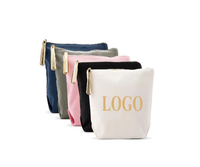 Trousse de Maquillage de Voyage Personnalisée pour Femme, Petite, Écologique, Certifiée GRS, Broderie Beige, Fermeture Éclair, en Toile de Coton Recyclé, Tendance