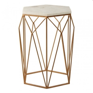 มาใหม่ล่าสุดดูโต๊ะกาแฟโลหะหินอ่อนห้องนั่งเล่นเฟอร์นิเจอร์โต๊ะข้างเงินตกแต่งสําหรับบ้านและโรงแรม - Product Image 4