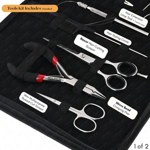 Silver Silicone beads <b>micro</b> bead stainless steel hair applications tools kit hair <b>extension</b> pliers - Product Image 2