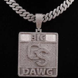 Collar con Colgante Cuadrado de Moissanita Personalizado, Joyería Hip Hop de Moda, Colgantes de Plata de Ley Personalizados - Product Image 2