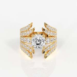 Anillo de cóctel con diamante cultivado en laboratorio y corte portugués, anillo de oro de 18 quilates - Product Image 1