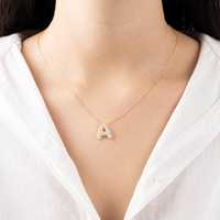 Pendentif personnalisé en or massif avec lettre bulle 3D et breloque diamant, collier en or massif avec diamant de laboratoire, cadeau d'anniversaire pour femme, maman