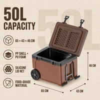 Glacière de grande capacité 50L/52qt résistante aux chutes avec logo et couleur personnalisables, incluant une glacière à glace