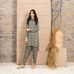 Tawakkal ชุดลำลอง2ชิ้นสำหรับผู้หญิงคอลเลกชั่นสำหรับฤดูหนาวดีไซน์เนอร์ผ้าลินินมีกระดุมพิมพ์ลายดิจิตอล - Product Image 6