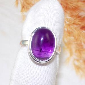 เครื่องประดับอัญมณีเงินแท้925อเมทิสต์แหวนรูปไข่เครื่องประดับหินสีม่วง - Product Image 1