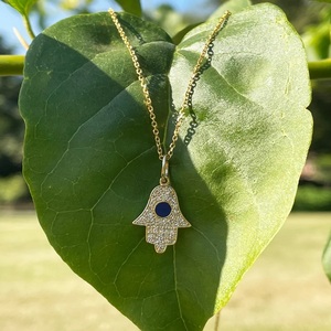 14K Hamsa จี้เพชรสำหรับปลูกในห้องแล็บทองคำสร้อยคอเพชรสำหรับงานแต่งงานสร้อยคอผู้หญิงสำหรับเครื่องประดับครบรอบ - Product Image 2