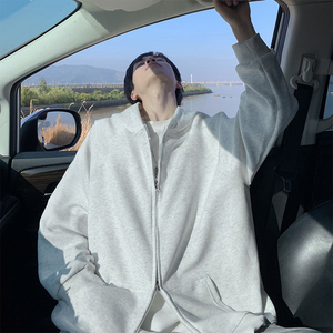 เสื้อฮู้ดผู้ชายเสื้อครอปมีฮู้ดแขนยาวแนวสตรีทปักซิปรูดแบบว่างเปล่าโลโก้ออกแบบได้ตามต้องการ - Product Image 3