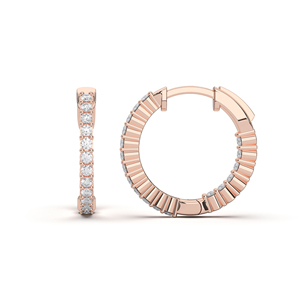 Glamorous Diamond Shine 1.00Ct Round Lab Grown Diamond In Out Pendientes de aro en oro de 14K Venta al por mayor OEM - Product Image 4