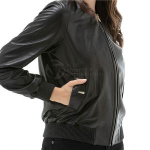 Veste en cuir pour femme de qualité supérieure, logo personnalisé, best-seller, vestes en cuir pour femmes pour l'extérieur, fabriquées au Pakistan - Product Image 4