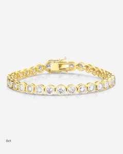 Conjunto de Bezal de oro sólido de 10K a la moda, pulsera de tenis con diamantes de moissanita redonda, pulsera llamativa de eternidad completa, regalo de boda para esposa - Product Image 6