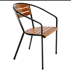Silla de Jardín 02 GCF113 con Estructura de Hierro y Madera de Acacia Impermeable, Estilo Silla Luna de Madera Sólida 02 - Product Image 3