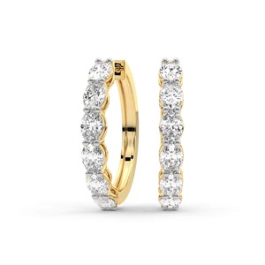 Élégantes boucles d'oreilles créoles ovales en diamant de laboratoire 1 carat (poids total) couleur F-G pureté VS en or massif 14K pour une élégance naturelle et un raffinement au quotidien - Product Image 1