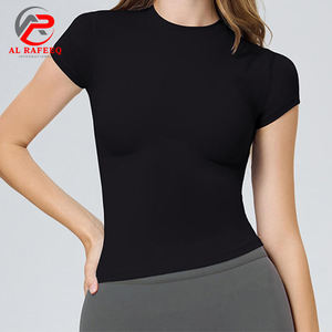 Custom New Arrival Womans Sports <b>Yoga</b> <b>T</b>-<b>shirt</b> Solid Color Plus Size Breathable Quick dry Womans Casual Fitness <b>T</b> <b>Shirt</b> - Product Image 6