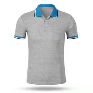 เสื้อโปโลผู้ชายระบายอากาศได้ดีสีพื้นผ้าฝ้าย100% ชุดลำลองดีไซน์ใหม่ - Product Image 3