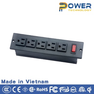 Regleta de alimentación empotrada de 5 salidas con interruptor para hoteles y mesas - Product Image 2