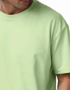 T-shirts en coton pour hommes, été, broderie 3D, OEM, motif uni, jersey, t-shirts, impression de logo personnalisé, coupe ample, poids du tissu 180 grammes - Product Image 3