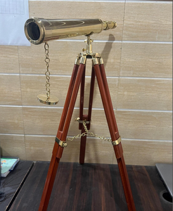 18 Inch Brass Telescope with 25 Inch Adjustable Wooden <b>Tripod</b> Handmade Stand Brass Telescope Best Item for Gift - Product Image 2