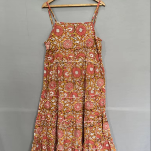 Vestido de algodón con logotipo personalizado para mujer, vestido informal con cintura ajustada para columpio, cintura ajustada informal para moda étnica Retro con cuello en V - Product Image 1