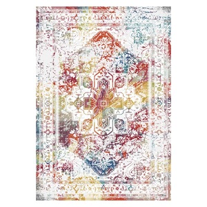 Tapis RUGS DEPOT LXDP-0581 – Tapis ethnique multicolore neutre Kilim imprimé numériquement, lavable en machine, en chenille, antidérapant – Vente en gros - Product Image 1