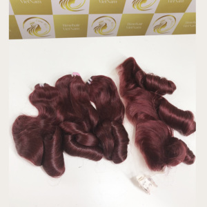 ผมต่อแบบเรียของคนดิบทำจากผมลอนใหญ่ดัดได้สองชั้นสีเบอร์กันดี - Product Image 6