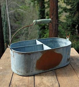 Organizador Caddy de cocina galvanizado de granja con compartimentos de acabado rústico adecuado para servilletas condimentos Decoración elegante - Product Image 6