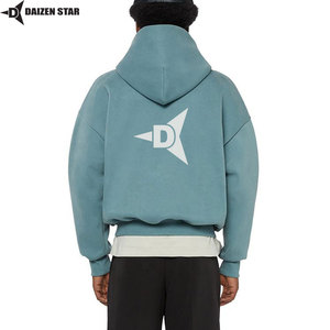 Men's Zipper Hoodies Solid Color 100% Cotton Fleece Regular Fit Winter Casual Streetwear Plain Dyed OEM Service Front Logo 420g - Product Image 3