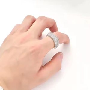 2025 Hip Hop Fine Jewelry Lab Diamond Micro Pave Wedding Ring <b>Square</b> Shape Eternity Band Ring in 18K Solid Gold Dome Men's Ring - Product Image 5