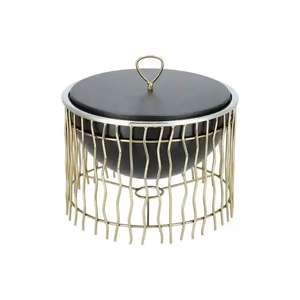 Serveur de nourriture en métal S/2 avec support en fer forme personnalisée casserole faite à la main classique élégant en gros nouveau chauffe-plats en métal de luxe - Product Image 5