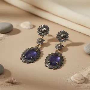 Pendientes de Zafiro Espléndidos para Mujer, Joyería de Piedras Preciosas de Moda - Product Image 3