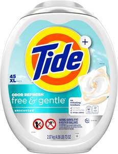 Cápsulas de Detergente para Ropa Tide PODS Free and Gentle Odor Refresh, 45 Unidades, Hipoalergénicas - Product Image 2
