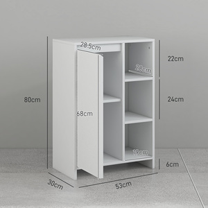 HOMCOM-Mueble de baño con 3 estantes abiertos, armario de una puerta con estante ajustable, 53x30x80cm, color blanco - Product Image 3