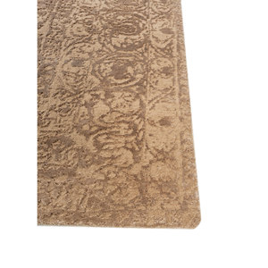 Alfombras de Lana y Seda de Bambú Tejidas a Mano en Color Beige Marrón de Kavi - Esk-641, Medallón Abstracto para el Hogar, Coche, Pasillo, Rompecabezas de Belleza Oculta - Product Image 4