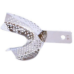 Venta al por mayor de bandejas de impresión dental de acero inoxidable alemán bandejas de dientes con patrón ovalado para placa dental/Embalaje de platos de material metálico - Product Image 4