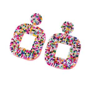 Nouveau fait à la main perlé broderie boucles d'oreilles goutte coloré léger à la mode unisexe pour chaque occasion tenue quotidienne Festivals cadeaux - Product Image 1