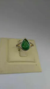 Anillo de Compromiso de Plata de Ley 925 con Halo de Moissanita de Corte Pera de 3 Quilates para Mujer - Product Image 2