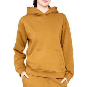 Sudaderas con capucha holgadas con hombros descubiertos para mujer, jersey de poliéster de Color caqui para mujer, Sudadera con capucha con logotipo personalizado con estampado de gran tamaño de tres estaciones - Product Image 1