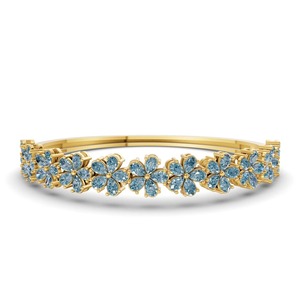 กำไลข้อมือเปิดได้ประดับเพชรเพทัลแล็บโกรว์สีไอซ์บลู 1 กะรัต ทองคำแท้ 14K ของขวัญสำหรับเจ้าสาว หายากจริงๆ - Product Image 3