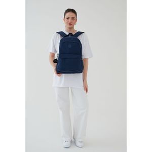 Unisex Crinkle tessuto impermeabile grande Multi scompartimento scuola zaino da viaggio Rosso Collina blu Navy