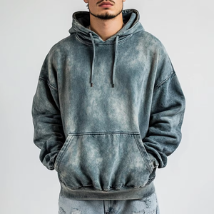 Vente en gros de pull à capuche surdimensionné pour hommes col à capuche en coton épais respirant et délavé au soleil pour l'hiver - Product Image 2