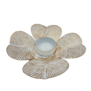 Soporte de luz en T con forma de flor de hierro, candelabro de diseño clásico de color blanco y dorado, linternas para Decoración de mesa - Product Image 4