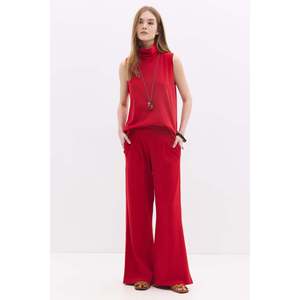 Pantalon pour femme à taille élastique, 100% coton, coupe décontractée - Product Image 3