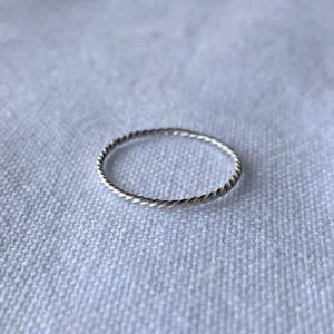 925 Sterling <b>Silver</b> 1.23 Gms 2mm Slim Twisted Wire Ring Minimalist Stack Bands Natural Curve Twist Rhodium <b>Plated</b> for Ladies - Product Image 4