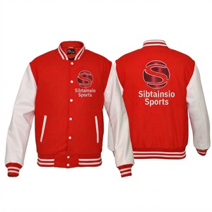 Red White <b>Baseball</b> Bomber <b>Jacket</b> <b>for</b> <b>Men</b> Women Personalized Team Letterman Coat Snap Button College Sportswear Rib Uniform - Product Image 2