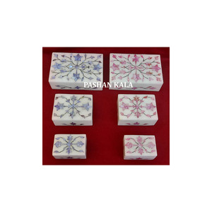Joyero de trabajo con incrustaciones de nácar de mármol blanco de la mejor calidad hecho en La India para decoración del hogar, artículo de uso doméstico - Product Image 1
