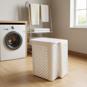 Panier à linge en plastique blanc ARIANNA, capacité 30L, modèle 8105451112 par Tontarelli - Product Image 3